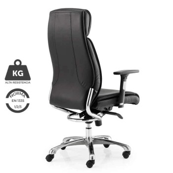 Sillas dirección piel negra. Con estructura reforzada en aluminio. Silla para personas grandes.
