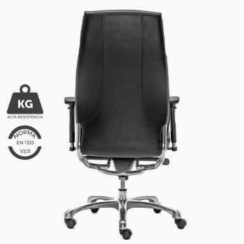 Silla para directivo en ecopiel negra. Con mecanismo avanzado. Con brazos regulables 4D. En Ecopiel negra.