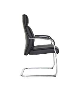 Silla de confidente con brazos Moscú. Base patín en acero cromado. Tapizado negra en ecopiel de alta calidad. 2
