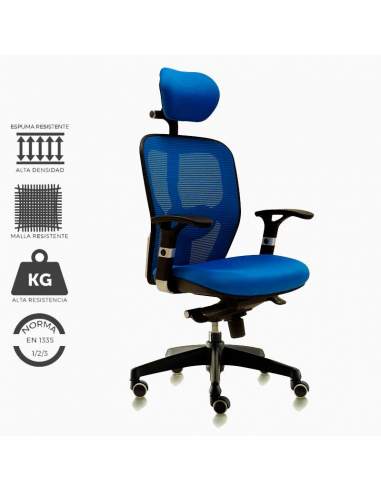 Silla de trabajo azul modelo Boston