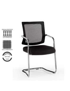 Silla confidente modelo Dallas de Euromof, con brazos y respaldo de malla. 2