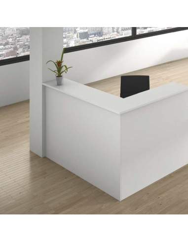 Mostrador de recepción en L enter con mesa con ala independiente. Mostrador de recepción en L enter con mesa con ala independiente.