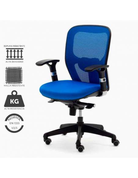Silla de trabajo ergonómica, modelo Boston en malla y tapizado Azul. Silla de trabajo ergonómica, modelo Boston en malla y tapizado Azul.