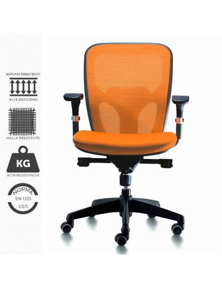 Silla de trabajo ergonómica naranja, modelo Boston.