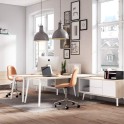 Mesa Organova con mueble auxiliar con módulo hueco, módulo 2 cajones y módulo archivador