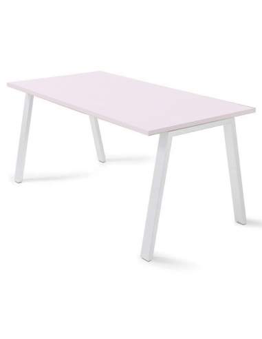 mesa de oficina personalizada color rosa y blanco