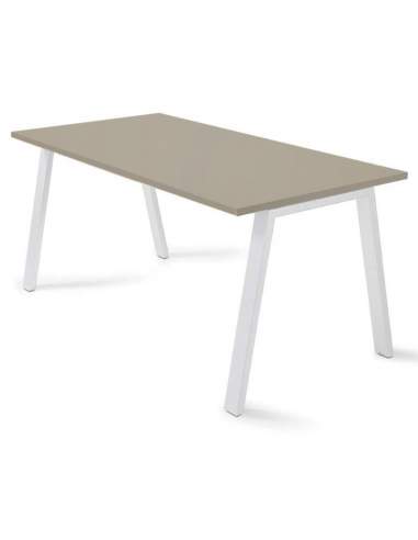 mesa despacho personalizada en gris arcilla y blanco