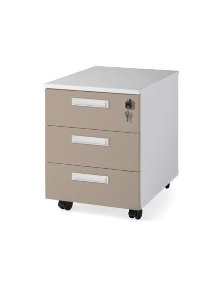 Cajonera oficina 3 cajones con ruedas color personalizado de JGorbe en blanco y arcilla