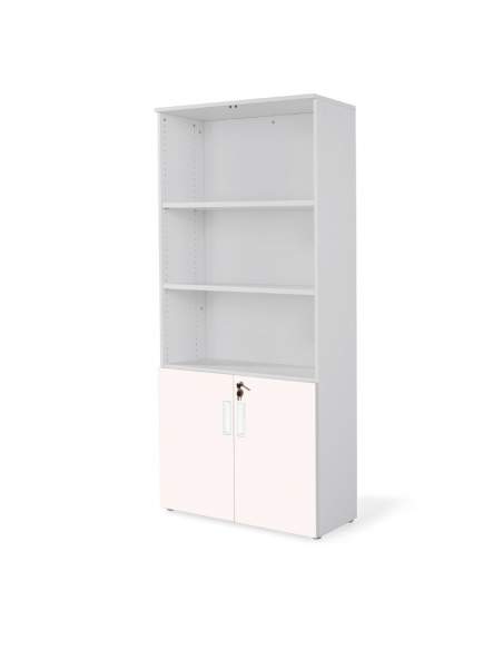 armario oficina de madera alto con puertas bajas combinado en gris rosa armario oficina de madera alto con puertas bajas combinado en gris rosa