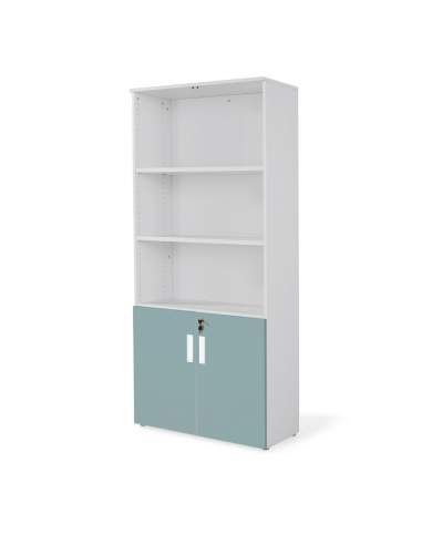 armario oficina de madera alto con puertas bajas combinado en gris verde armario oficina de madera alto con puertas bajas combinado en gris verde