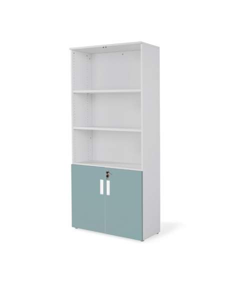 armario oficina de madera alto con puertas bajas combinado en gris verde armario oficina de madera alto con puertas bajas combinado en gris verde