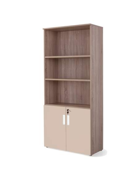 armario oficina alto con puertas bajas combinado olmo arcilla