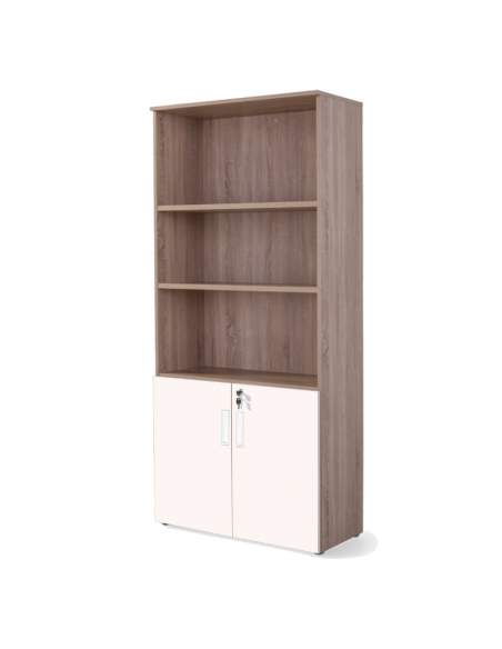 Armario oficina alto con puertas bajas combinado olmo rosa Armario oficina alto con puertas bajas combinado olmo rosa
