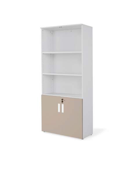 armario oficina de madera alto con puertas bajas combinado en gris arcilla armario oficina de madera alto con puertas bajas combinado en gris arcilla