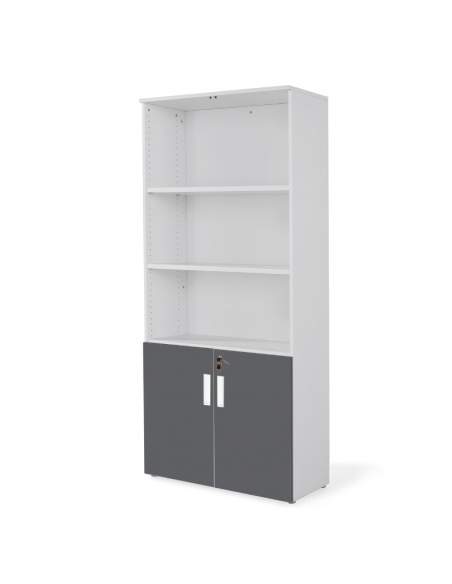 armario oficina de madera alto con puertas bajas combinado en gris grafito armario oficina de madera alto con puertas bajas combinado en gris grafito