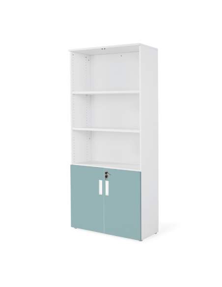 armario oficina de madera con puertas bajas combinado en blanco verde armario oficina de madera con puertas bajas combinado en blanco verde