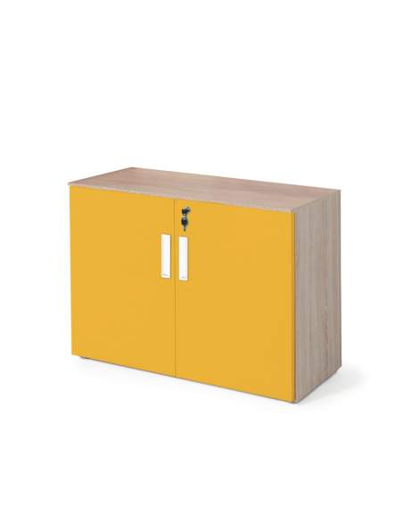 armario oficina bajo con puertas olmo y mostaza armario oficina bajo con puertas olmo y mostaza