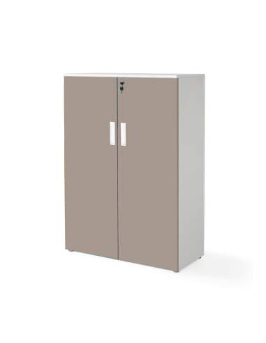 armario oficina mediano con puertas con cuerpo en blanco y puertas arcilla