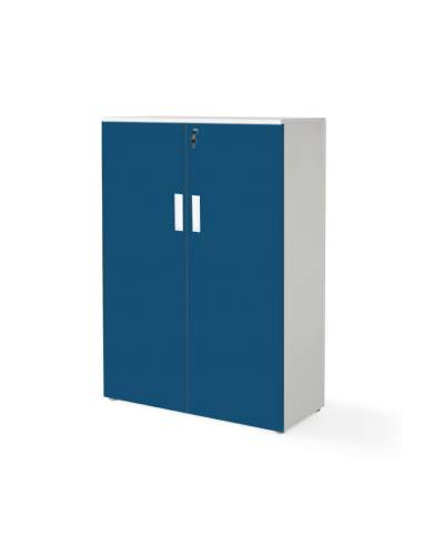 armario oficina mediano con puertas con cuerpo en blanco y puertas azul