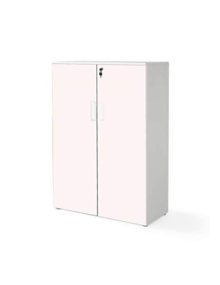 Armario oficina mediano con puertas con cuerpo en blanco y puertas rosas Armario oficina mediano con puertas con cuerpo en blanco y puertas rosas