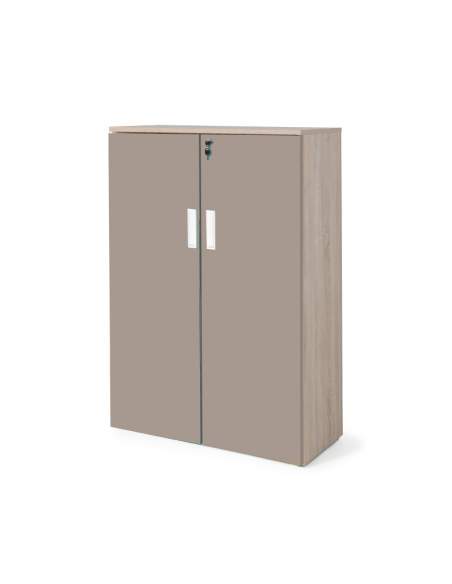 armario oficina madera con puertas con cuerpo en olmo y puertas arcilla