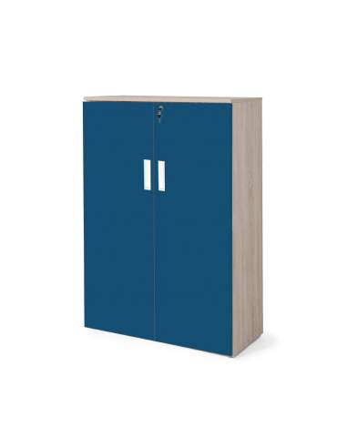 armario oficina madera con puertas con cuerpo en olmo y puertas azules armario oficina madera con puertas con cuerpo en olmo y puertas azules