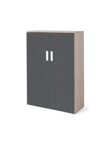 armario oficina madera con puertas con cuerpo en olmo y puertas grafito