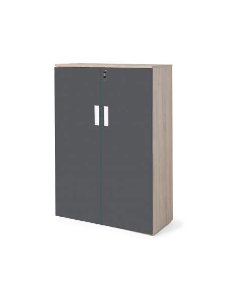 armario oficina madera con puertas con cuerpo en olmo y puertas grafito