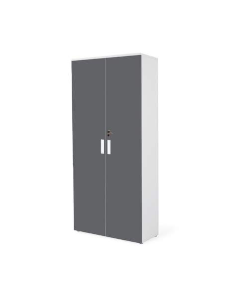 ARMARIO OFICINA DE MADERA ALTO CUERPO BLANCO PUERTAS GRAFITO