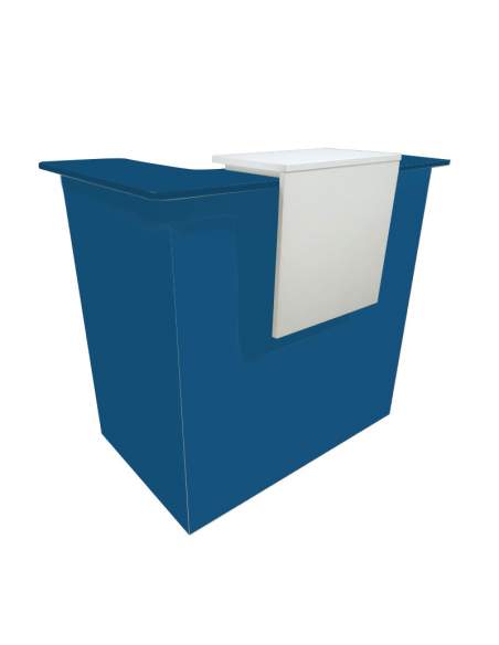 mostrador recepcion de colores personalizado en azul