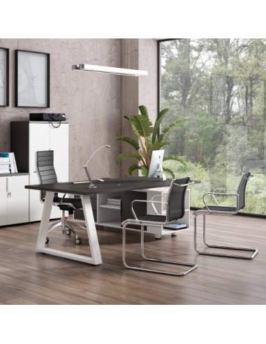 Mesa oficina elegante de diseño piramid con mueble auxiliar Mesa oficina elegante de diseño piramid con mueble auxiliar