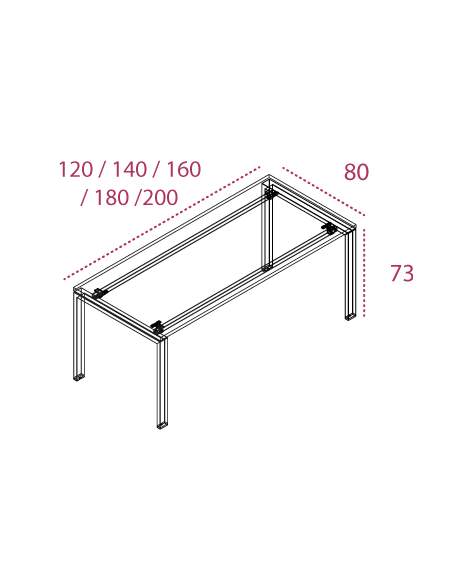 Mesa de oficina PORTICO, estructura metálica 4 patas, varios colores y  medidas