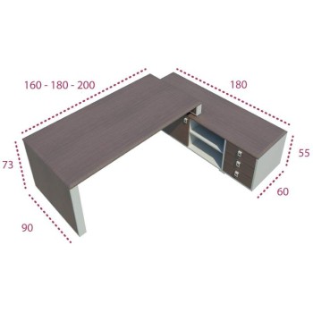 Medidas mesa dirección líder con mueble auxiliar de jgorbe