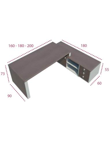 Medidas mesa dirección líder con mueble auxiliar de jgorbe Medidas mesa dirección líder con mueble auxiliar de jgorbe