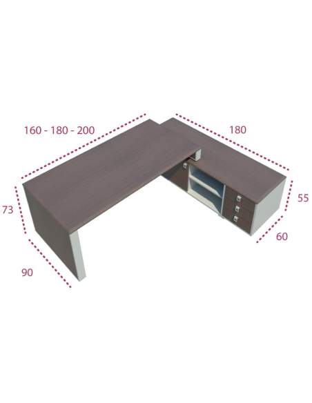 Medidas mesa dirección líder con mueble auxiliar de jgorbe Medidas mesa dirección líder con mueble auxiliar de jgorbe