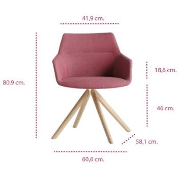 Medidas sillón de madera con brazos Dunas XS de inclass