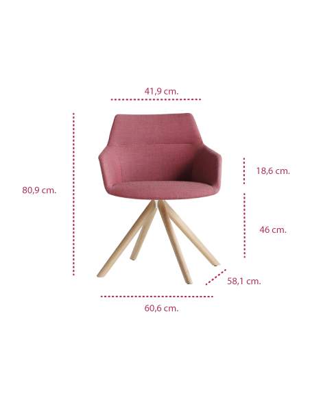 Medidas sillón de madera con brazos Dunas XS de inclass
