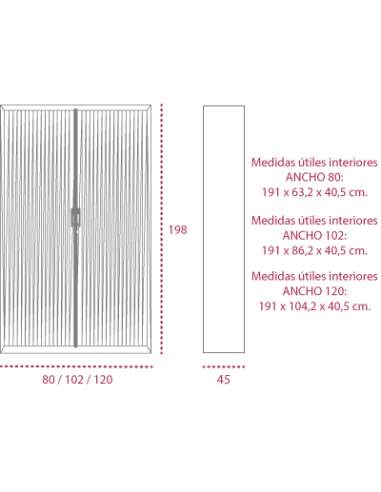 Medidas armario metalico persiana vertical de 198 cm. de gapsa Medidas armario metalico persiana vertical de 198 cm. de gapsa