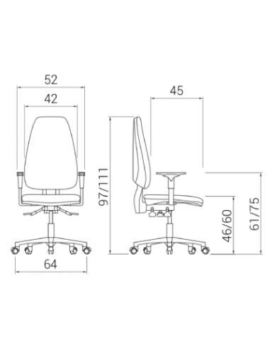 Medidas silla de oficina Adapta Pro de Dileoffice Medidas silla de oficina Adapta Pro de Dileoffice