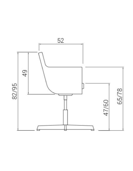 Silla confidente Brooklyn de dileoffice elevación vista lateral