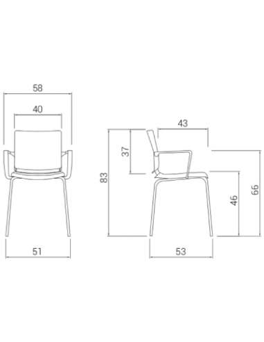 Medidas silla confidente atenea de dileoffice Medidas silla confidente atenea de dileoffice