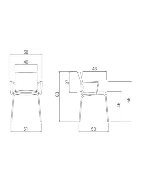 Medidas silla confidente atenea de dileoffice Medidas silla confidente atenea de dileoffice