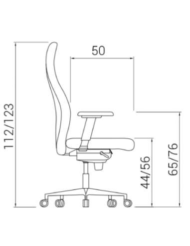 Medidas sillon direccion XL de dileoffice vista lateral