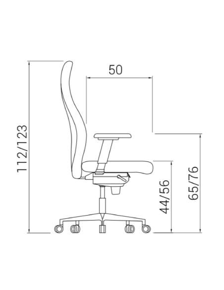 Medidas sillon direccion XL de dileoffice vista lateral