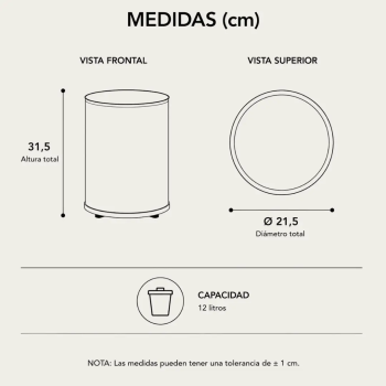 Medidas papelera oficina con asas de sie