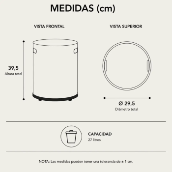 Medidas papelera lisa oficina sie
