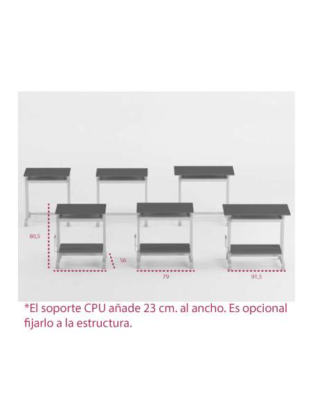 Medidas mesa de ordenador de systemtronic