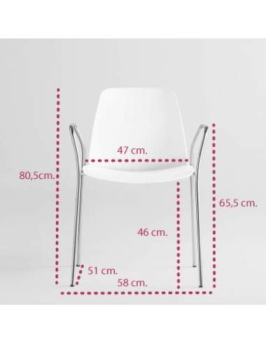 Medidas silla de diseño unnia con brazos de inclass