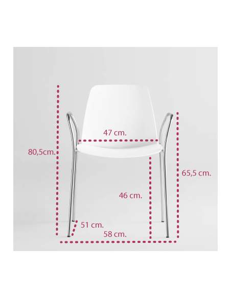 Medidas silla de diseño unnia con brazos de inclass
