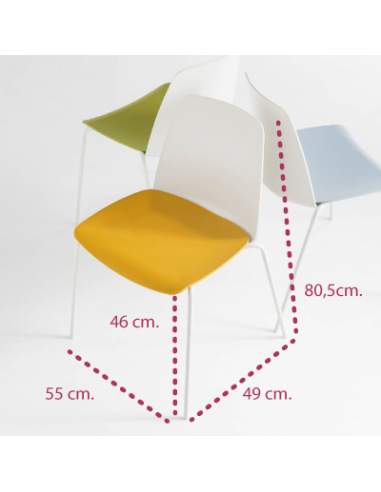 Medidas silla confidente unnia de inclass en varios colores